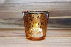 Square Mercury-Style Glass Candle Holder – Rose Gold