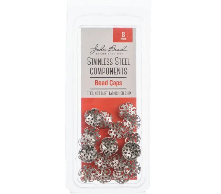 Stainless Steel 8mm Bead Cap – 24 Piece