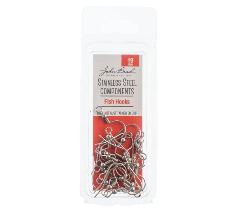 Stainless Steel 19mm Earring Fish Hook – 10 pcs