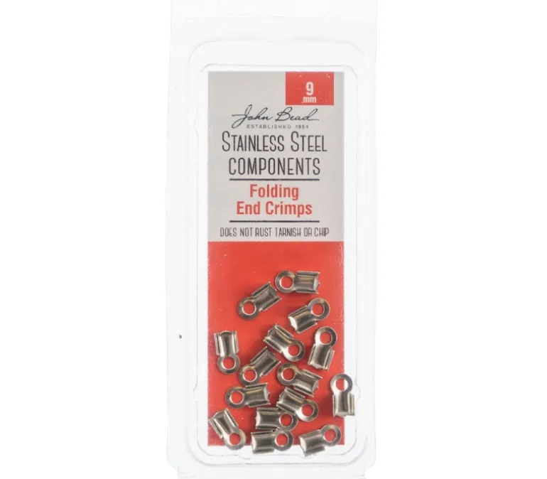 Stainless Steel 9mm Folding End Crimp – 15 pcs