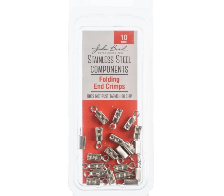 Stainless Steel 10mm Folding End Crimp – 20pcs