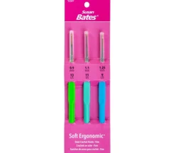 Steelite Soft Ergonomic Steel Crochet Hook Set of 3: 0.9mm, 1.1mm, 1.25mm. #12687