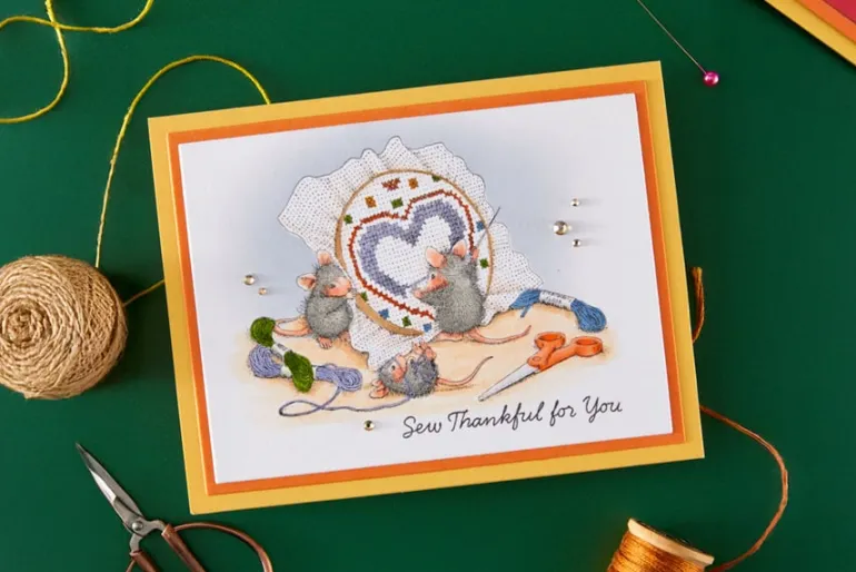 Stitched with Love Cling Rubber Stamps