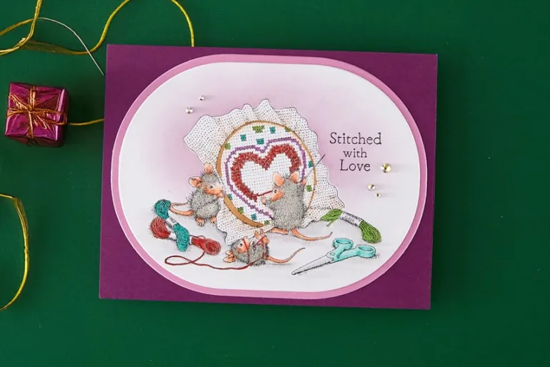 Stitched with Love Cling Rubber Stamps