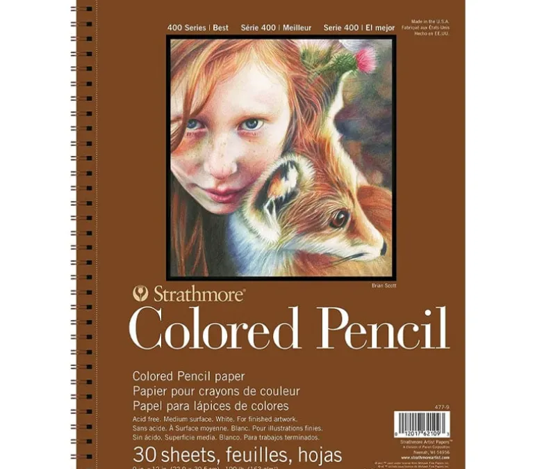 Strathmore 400 Series 100# Colored Pencil Drawing Pad – 9-inch x 12-inch – Tape Bound – 30 Sheets