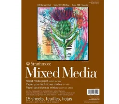 Strathmore 400 Series 184# Mixed Media Pad – 9-inch x 12-inch – Tape Bound – 15 Sheets