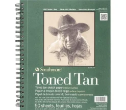 Strathmore 400 Series 80# Toned Tan Sketch Pad – 9-inch x 12-inch – Wire Bound – 50 Sheets