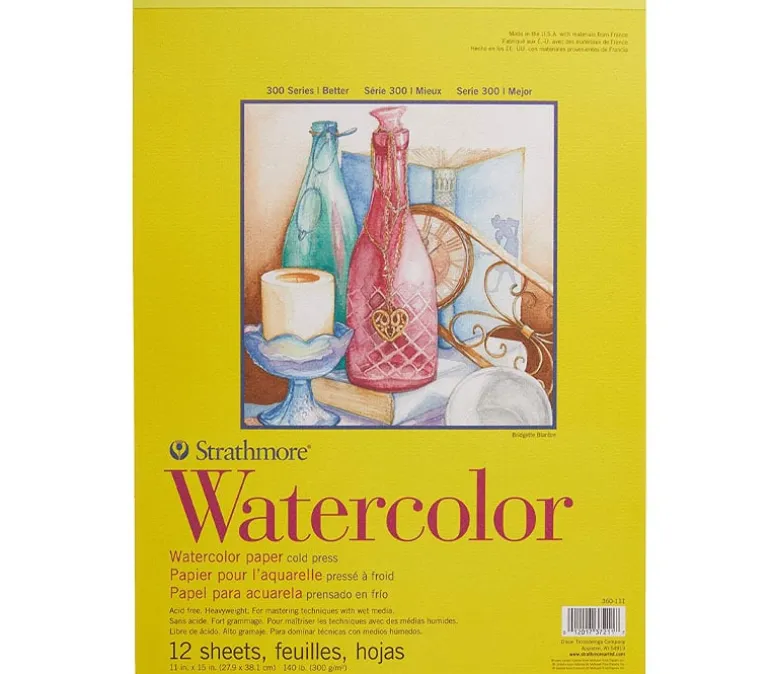 Strathmore 300 Series 140# Watercolor Pad – Cold Press – 12 Sheets (view sizes/styles)