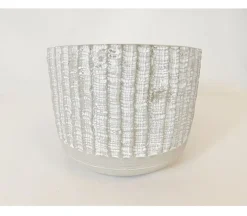 Striped Concrete Pot