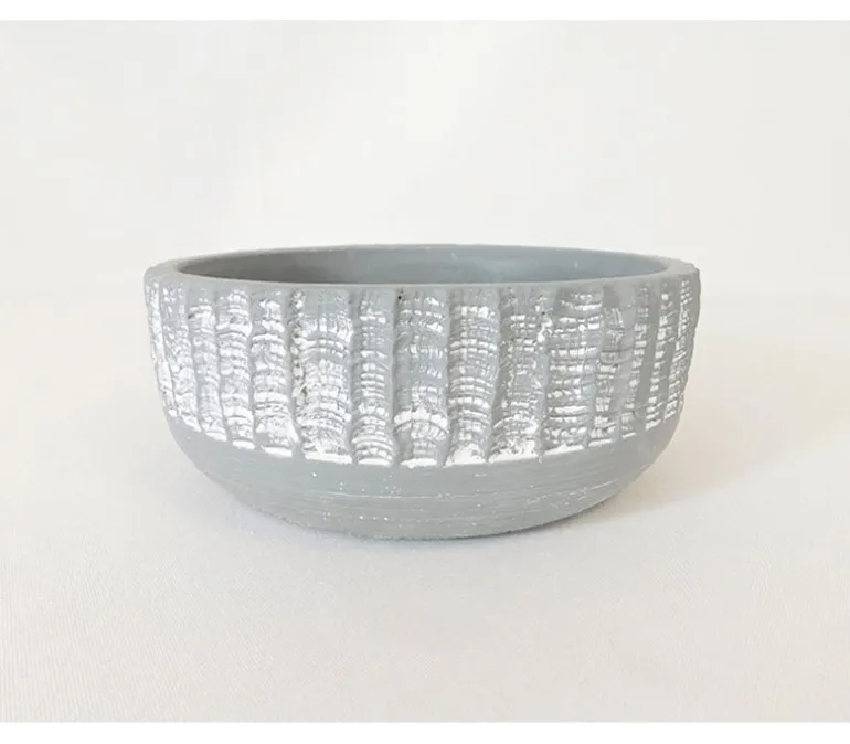 Striped Shallow Bowl Vase Pot