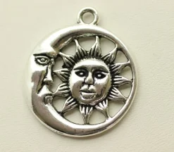 Sun And Moon Pendant- Antique Silver Plated