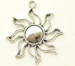 Sun With Rays Pendant- Antique Silver Plated