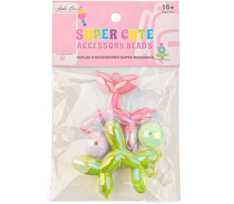 Super Cute Acrylic Animal Beads – Green and Pink
