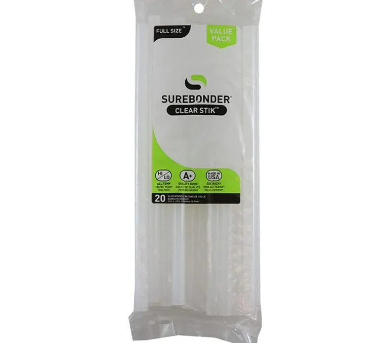 Surebonder Dt-25 Made In The Usa All Purpose Stik Mini Glue Sticks-All Temperature-Clear-5/16″ D – 4″ L Glue Stick-25 Sticks Per Bag