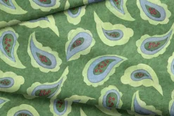 Susan Winget Calico Roosters Paisley on Green