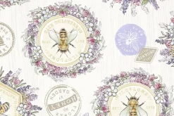 Sweet Honeybee Medallions Allover Multicolor on Cream