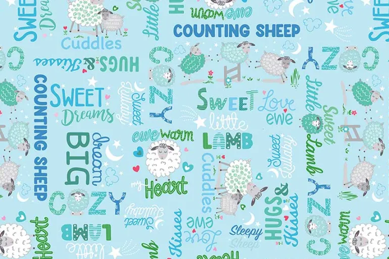 Sweet Little Lamb Sweet and Cozy Words on Sky Blue