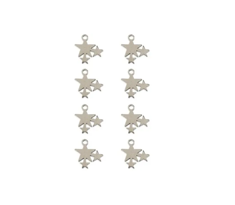 Sweet & Petite Charms – Stars Silver – 10 Charms