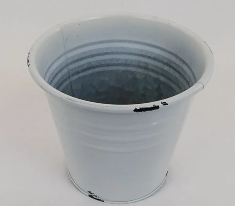 Tall Metal Bucket – Spring White