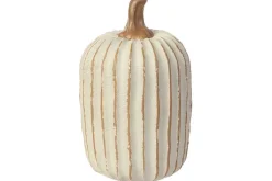 Tall Whitewashed Pumpkin Statue