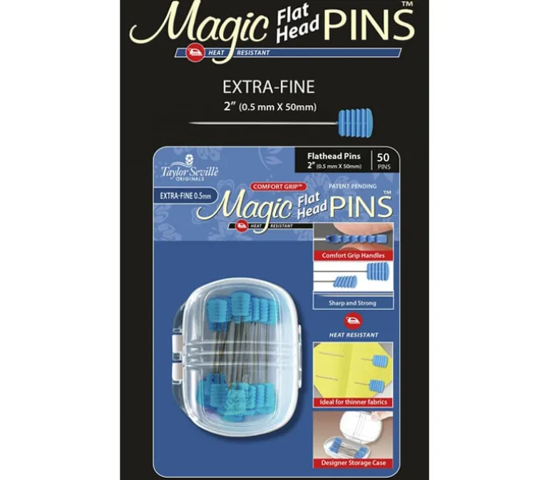 Taylor Seville Magic Pins Flat Head Extra Fine 0.5mm – 50 Count. #219942