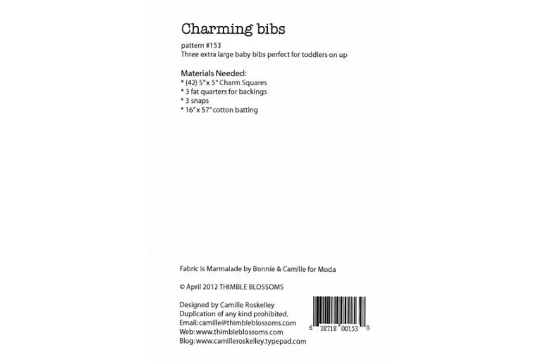 Thimble Blossoms Charming Bib Sewing Pattern