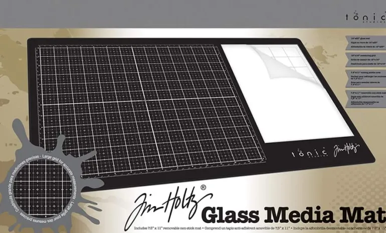 Tim Holtz Travel Glass Studio Mat – White
