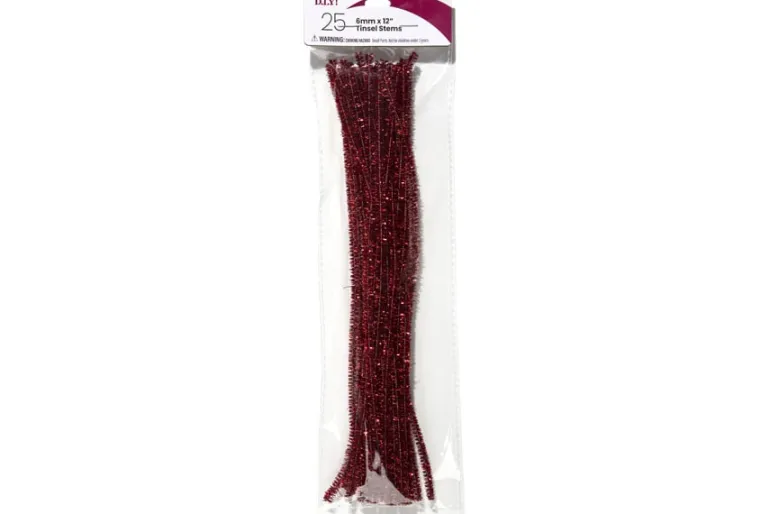 Tinsel Stems – 6mm 12″ – 25pc. – Red