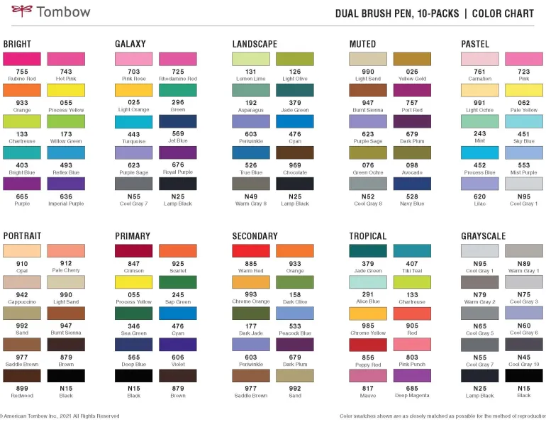 Tombow Dual Brush Pen – 10 Color Sets – (view colors)