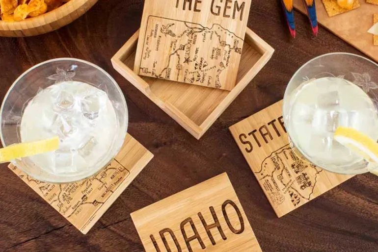 Totally Bamboo Idaho State Puzzle Coaster Set – 4-Piece Bamboo Coasters