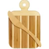 Totally Bamboo Striped Paddle Serving and Cutting Board and Spread Knife Set