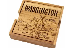 Totally Bamboo Washington State Puzzle Coaster Set – 4-Piece Bamboo Coasters