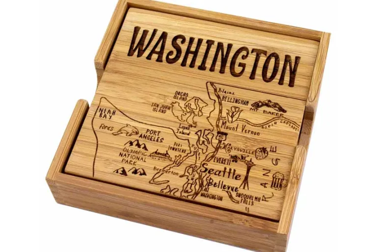 Totally Bamboo Washington State Puzzle Coaster Set – 4-Piece Bamboo Coasters