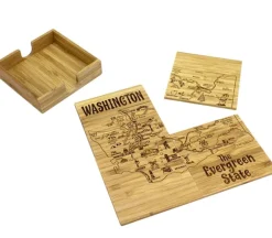 Totally Bamboo Washington State Puzzle Coaster Set – 4-Piece Bamboo Coasters