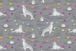 Tula Pink Graywork Wolf of Pink Street Fog