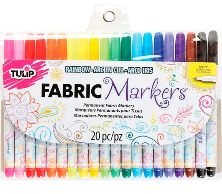 Tulip Permanent Fabric Markers – 20 Piece – Fine Line Assorted Colors