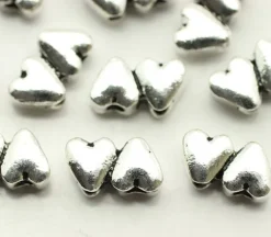 Two Joined Heart Double Hole Bead – Antique Silver Plated