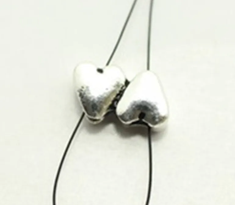 Two Joined Heart Double Hole Bead – Antique Silver Plated