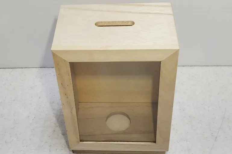 Unfinished Wood Bank Shadowbox with Sliding Bottom