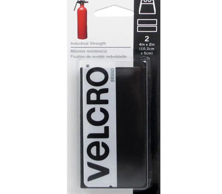 Velcro Industrial Strength Strip – 2-inch x 4-inch – 2 Piece – Black