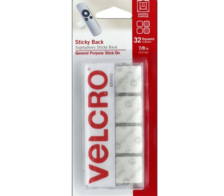 Velcro Sticky Back Squares – 7/8-inch 32 Piece – White