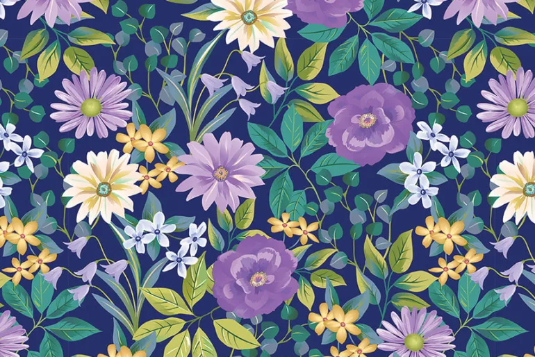 Veronica’s Garden Wildflowers on Navy