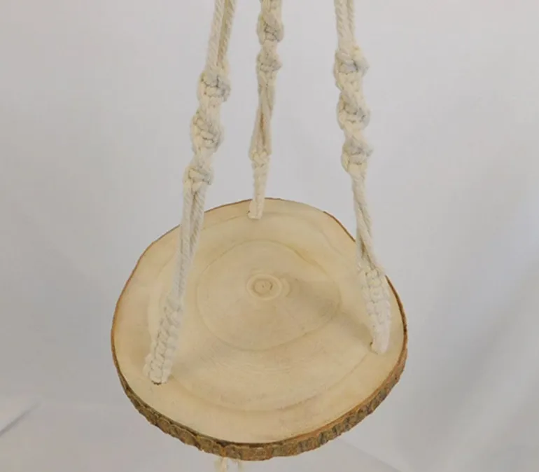Wall Hanger – Macrame with Log Shelf – 8-inch x 34-inch
