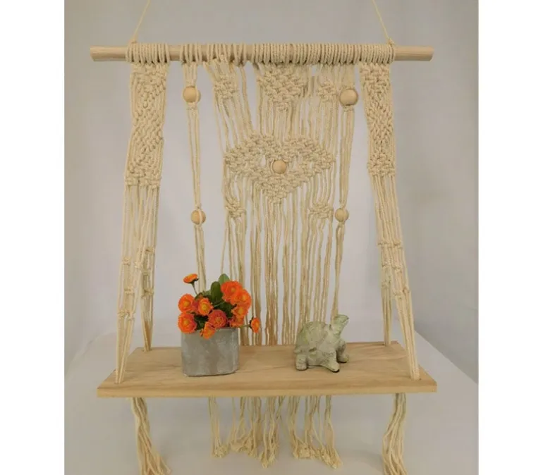 Wall Hanger – Macrame with Wood Shelf