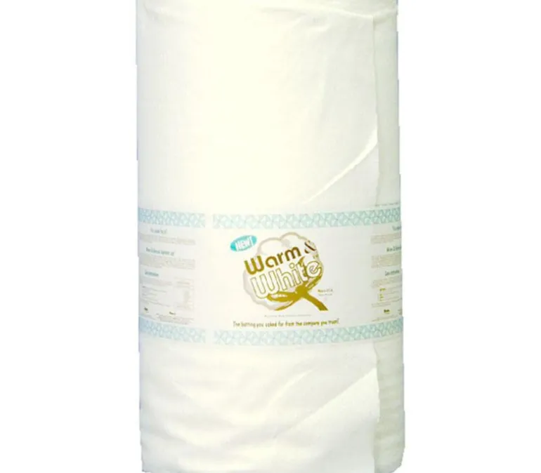 Warm and White Cotton Batting by the yard – 90-inch wide