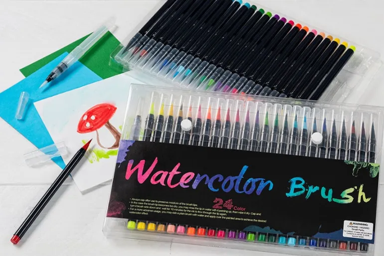 Watercolor Brush Marker Set – 24 Vibrant Colors for Blending & Painting