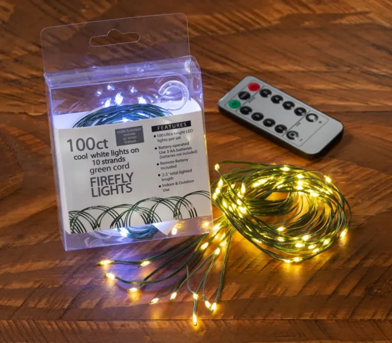 Waterfall Firefly Lights 100 Bulb – Green Cord – 10 Light Strands (view colors)