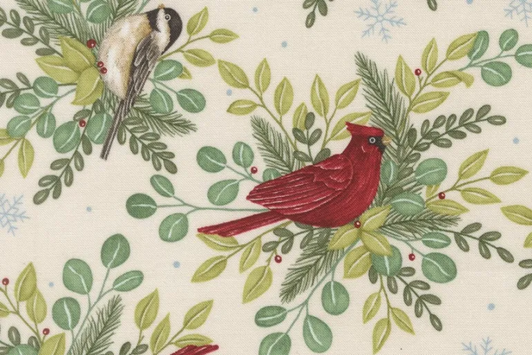 When Snow Falls Tiny Birds and Wreaths on Evergreen