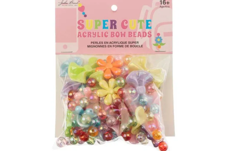 White and Crystal Acrylic Bead Mix, 80g