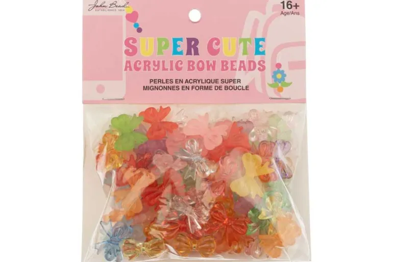 White and Crystal Acrylic Bead Mix, 80g